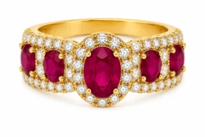 Ruby & Diamond Wide Band Ring – 079