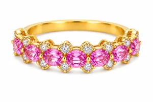 Pink Sapphire & Diamond Band Ring – 080
