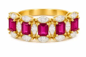 Ruby & Marquise Diamond Band Ring – 081