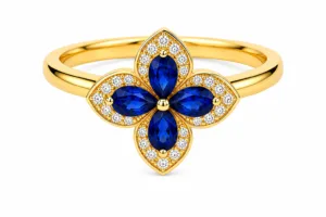 Blue Sapphire Flower Ring – 107