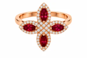 Ruby & Diamond Flower Ring – 091