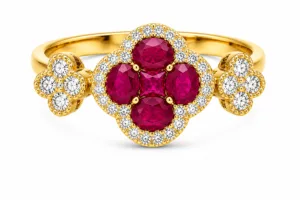 Ruby & Diamond Clover Ring – 097