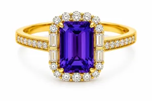 Tanzanite & Diamond Halo Ring – 035
