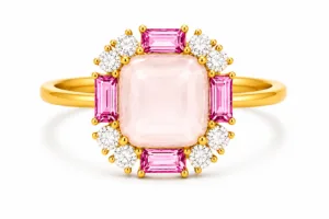 Pink Quartz, Pink Sapphire & Diamond Ring – 102