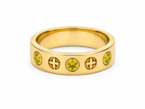 Yellow Emerald Station Band Ring – 106