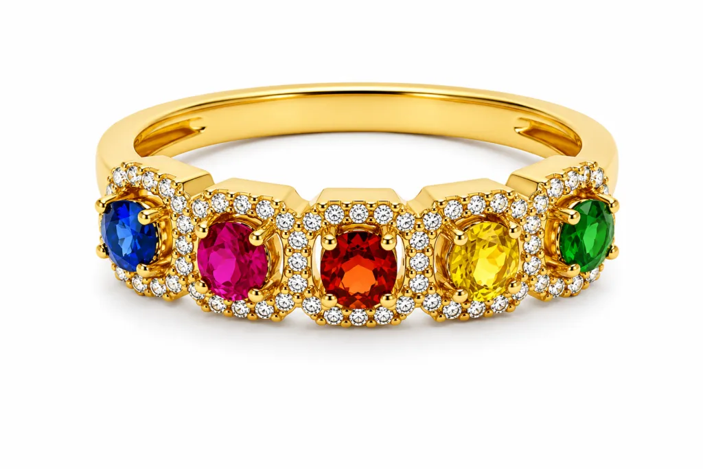 Multicolor Gemstone & Diamond Ring – 108