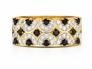 Black Diamond Scallop Band Ring – 138