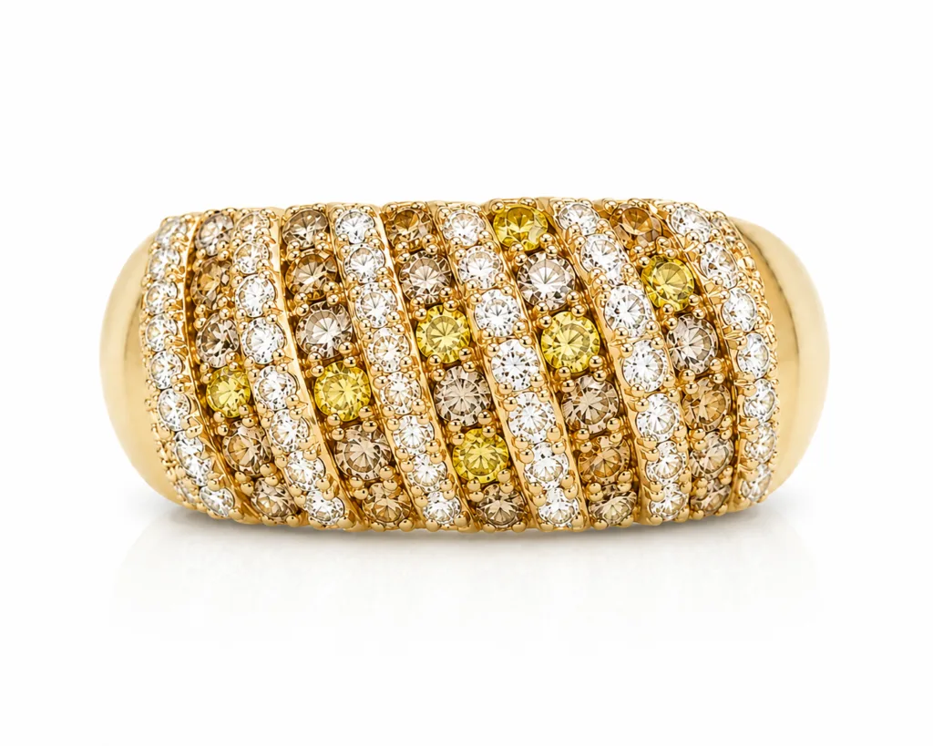 Multicolor Diamond Domed Band Ring – 139