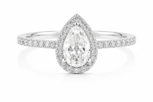 Teardrop Diamond Halo Pavé Ring – 145
