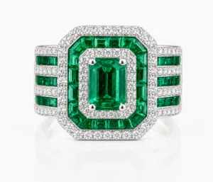 Triple Baguette Emerald Band Ring- 055