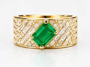 Square Emerald with Baguette Diamonds – 058