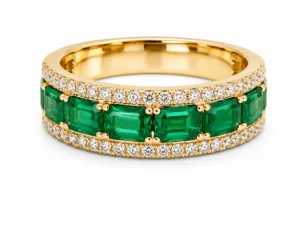 Emerald Majesty Diamond Band Ring – 062