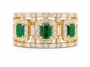 Emerald Dynasty Triple Stone Diamond Ring – 072