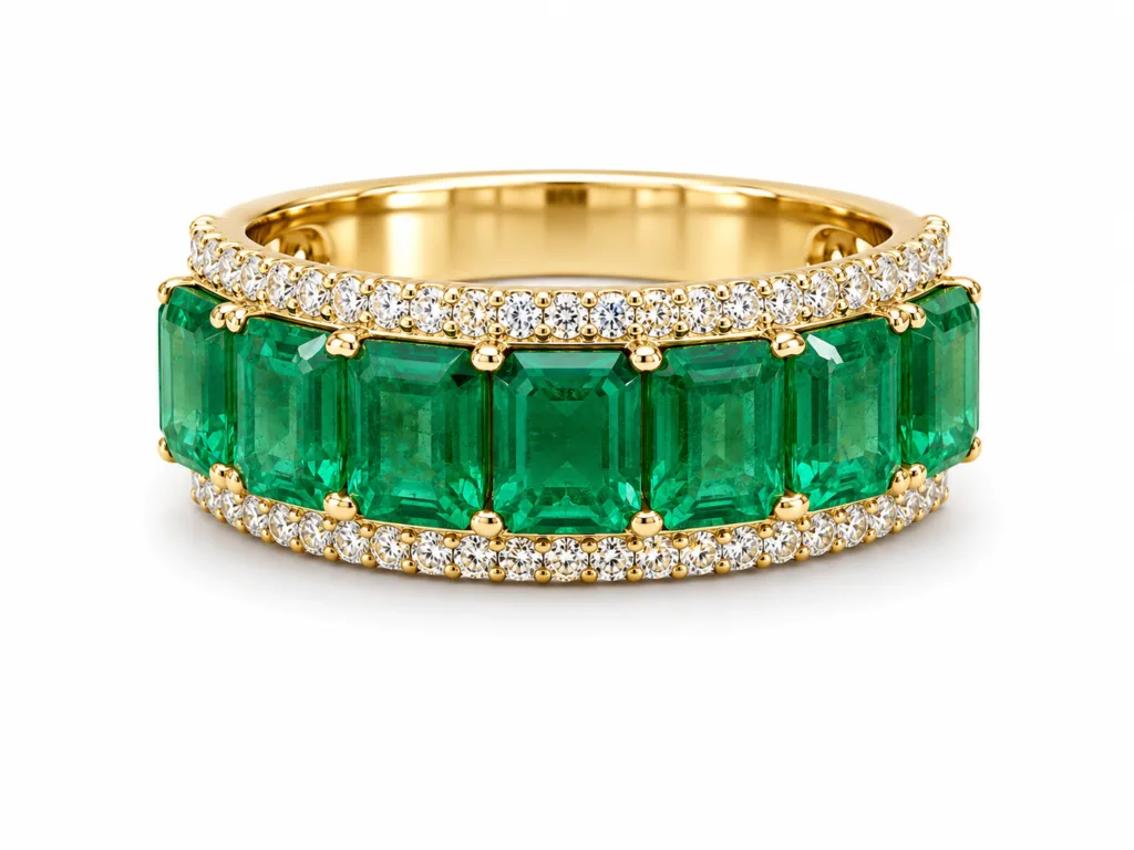 Emerald Imperial Seven Stone Diamond Ring – 073