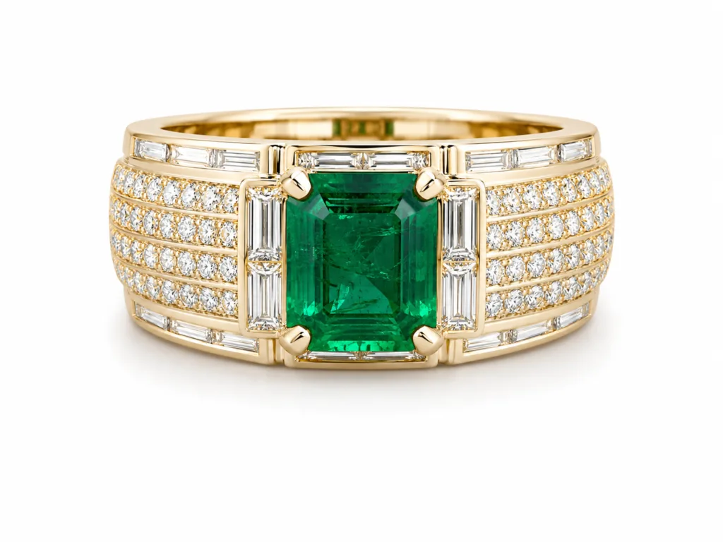 Emerald Sovereign Diamond Ring – 075