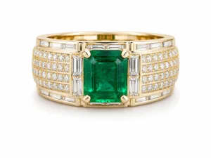 Emerald Sovereign Diamond Ring – 075