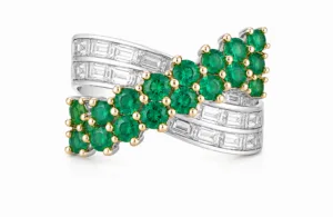 Emerald X-Cross Diamond Ring – 074