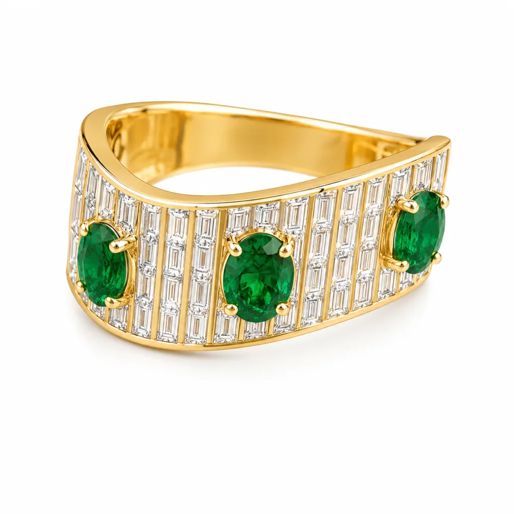 Emerald Rhythm Diamond Band Ring – 077