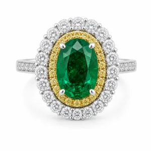 Emerald Duchess Double Halo Diamond Ring – 080