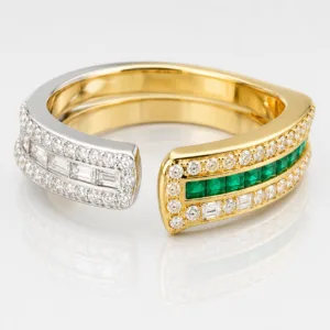 Emerald Luxe Diamond Open Band Ring – 078