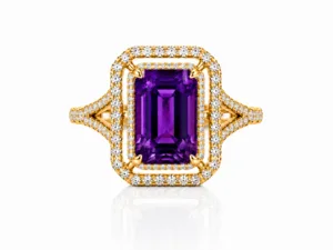Amethyst Double Diamond Halo Ring – 083